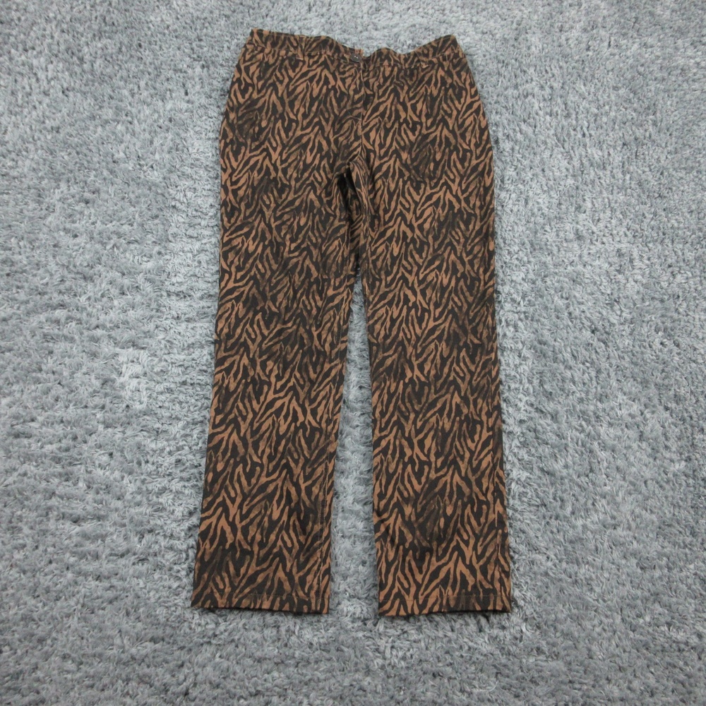 Chicos Pants Womens 1 Brown Black Zebra Animal Print Crop Stretch Boho 30x27*